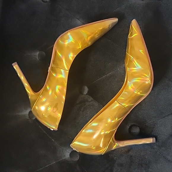 Sam Edelman Holographic Yellow Gold Pump Pointed Toe Heels - Brand new! - Picture 8 of 12